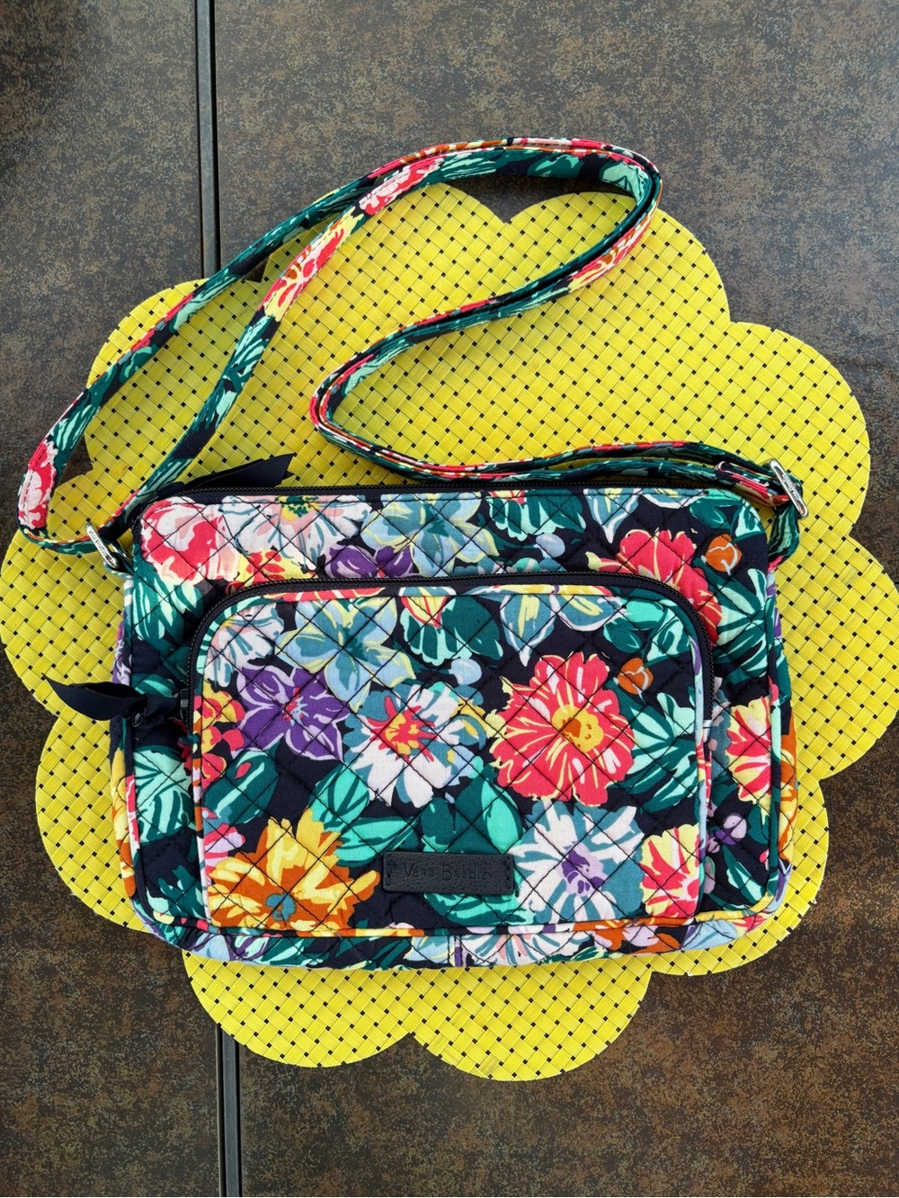 Vera Bradley RFID Little Hipster Crossbody In Retired Happy Blooms Pattern